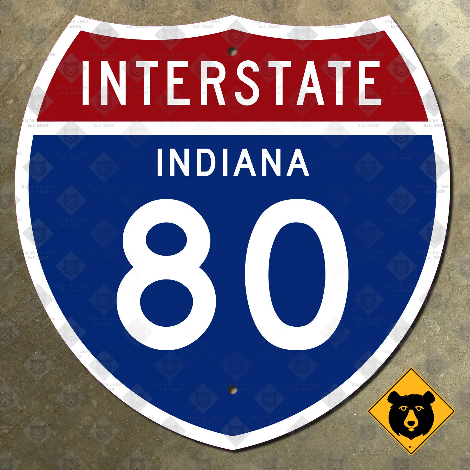 Indiana Interstate 80 highway route marker sign 1957 Hammond South Bend 12x12