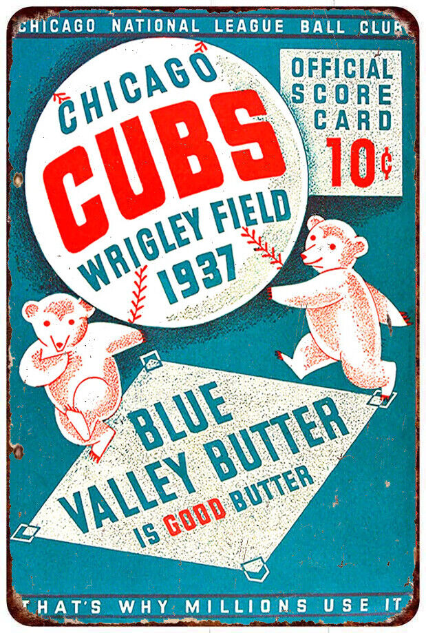 1937 Chicago Cubs Baseball Program vintage LOOK reproduction metal sign