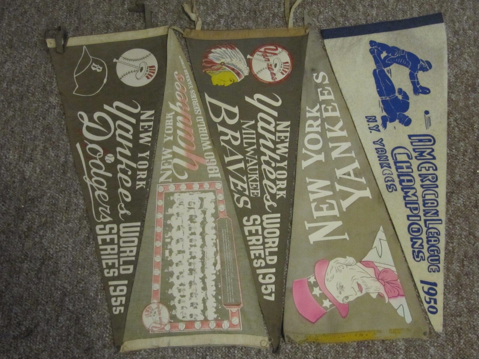 NY Yankees Pennant Collection 1950-2004. SIXTY SIX World Series, etc. 