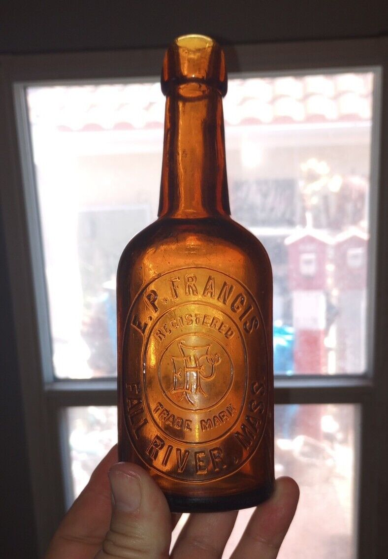 Antique E.P. Francis Blob Beer Fall River, Mass.  Bottle.7 1/2\