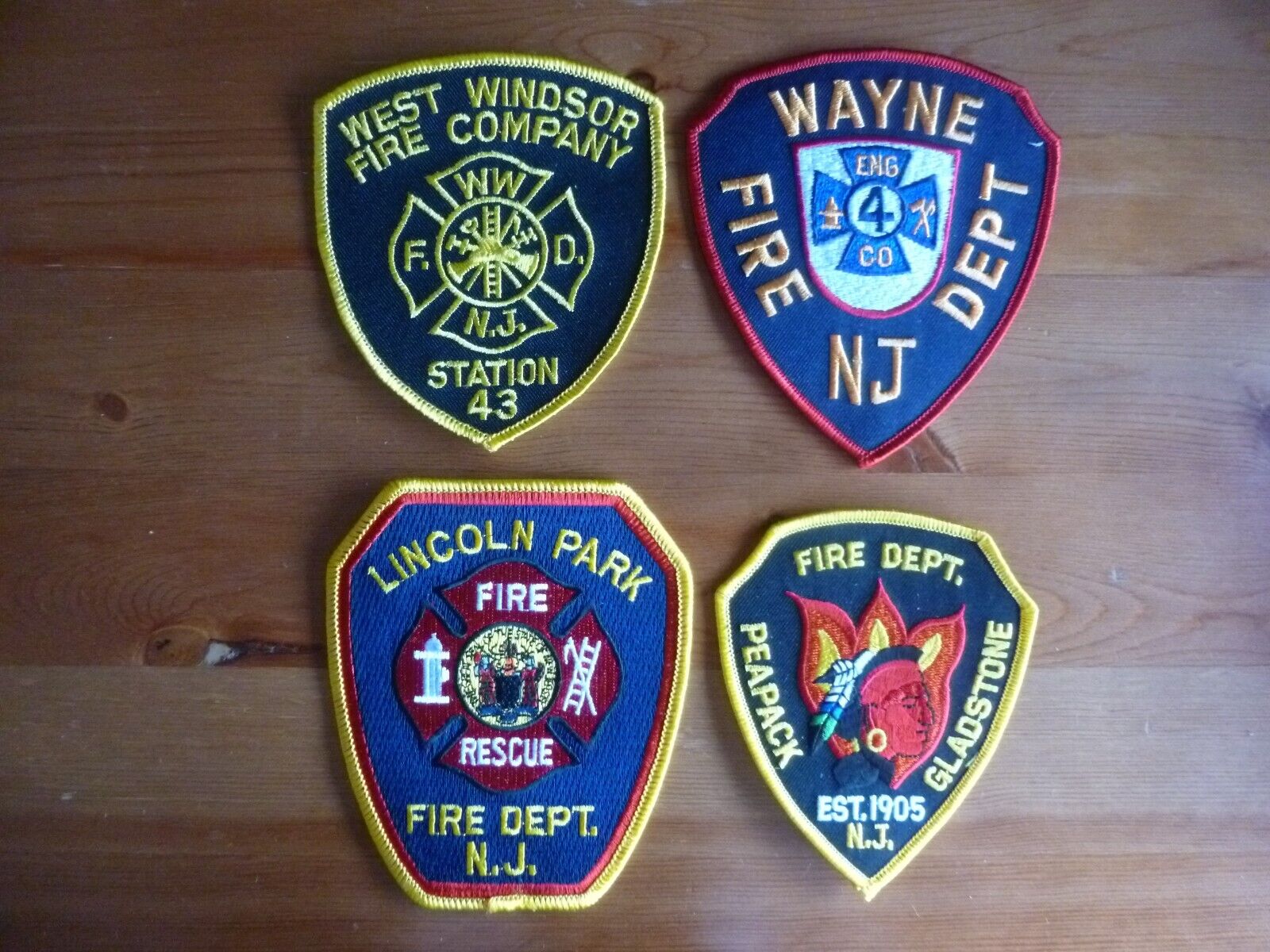 NEW JERSEY 4 FIRE RESCUE Patch LOT Firefighter Lincoln Peapack Windsor Wayne USA