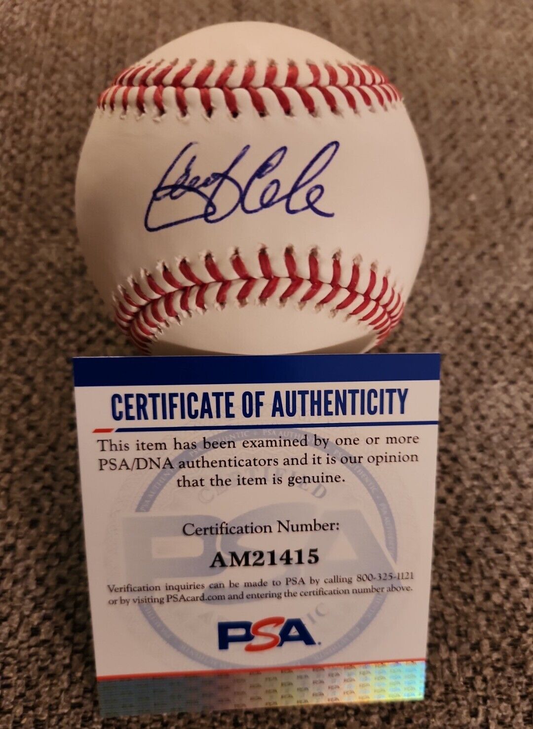 GERRIT COLE SIGNED MLB OFFICIAL BASEBALL NY YANKEES PSADNA AUTHENTICATED#AM21415