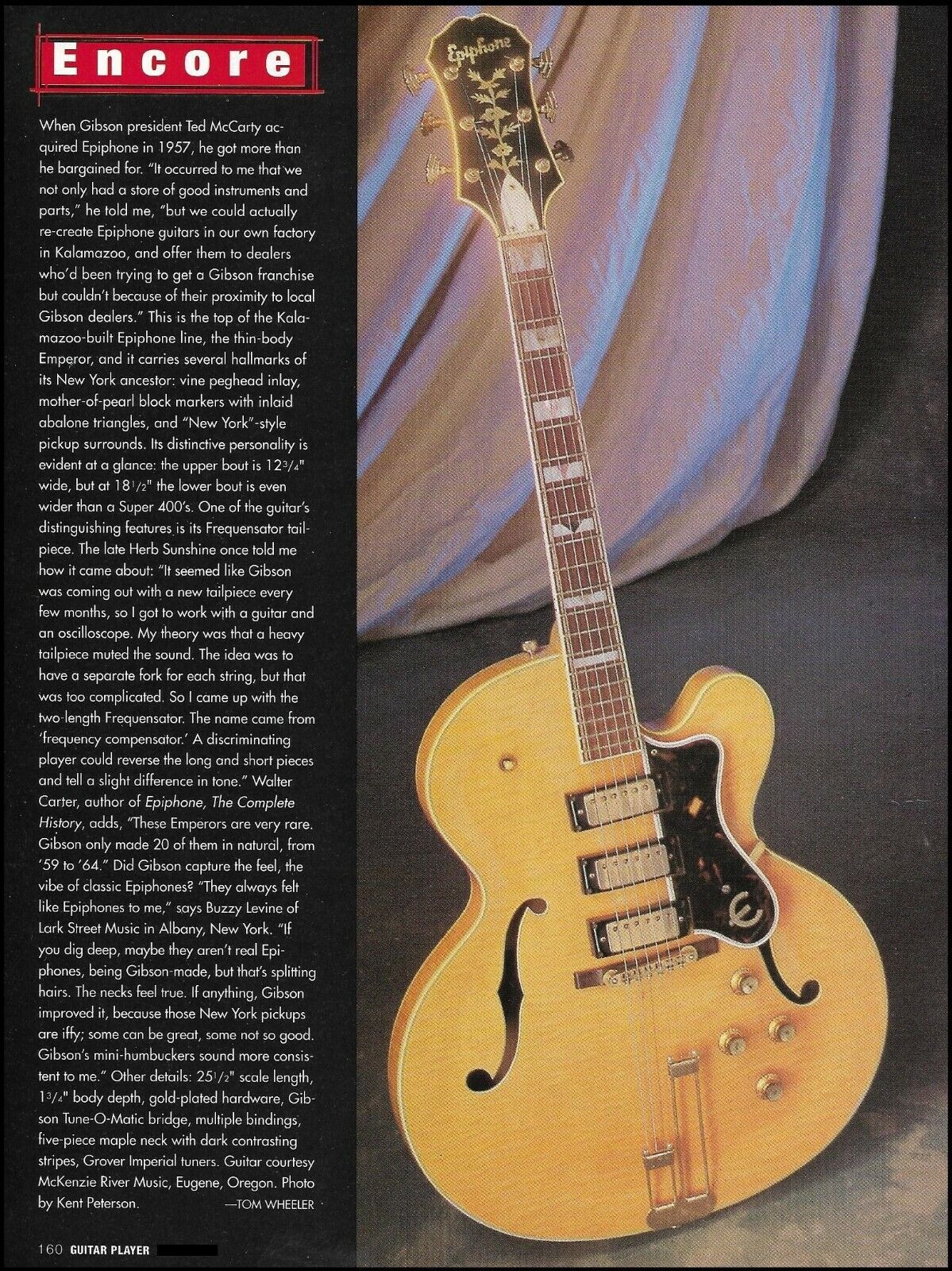 The 1959 Epiphone Emperor vintage guitar 1997 history article / pin-up photo