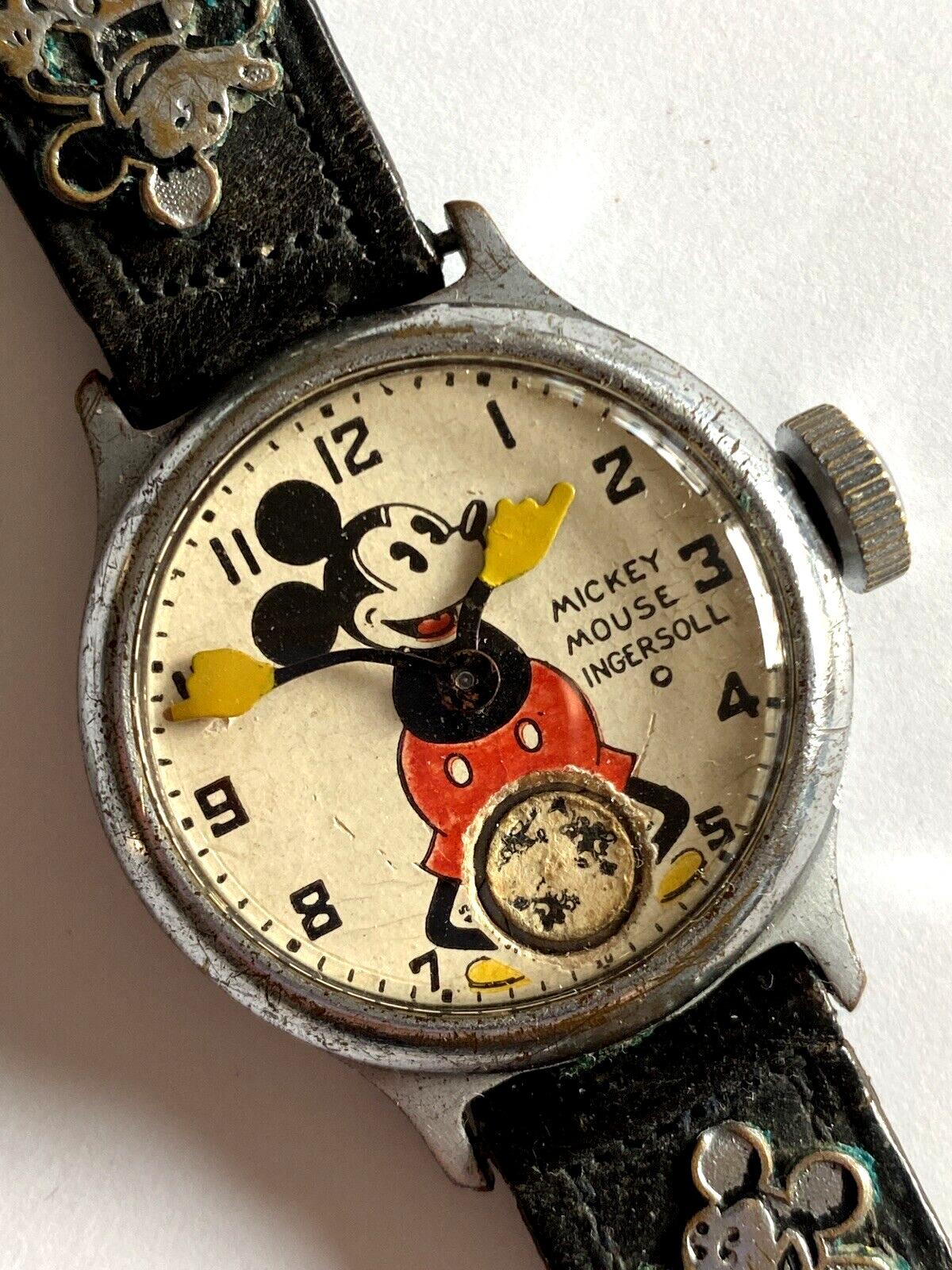 1934 Original Mickey Mouse Wristwatch Ingersoll Working Disneyana