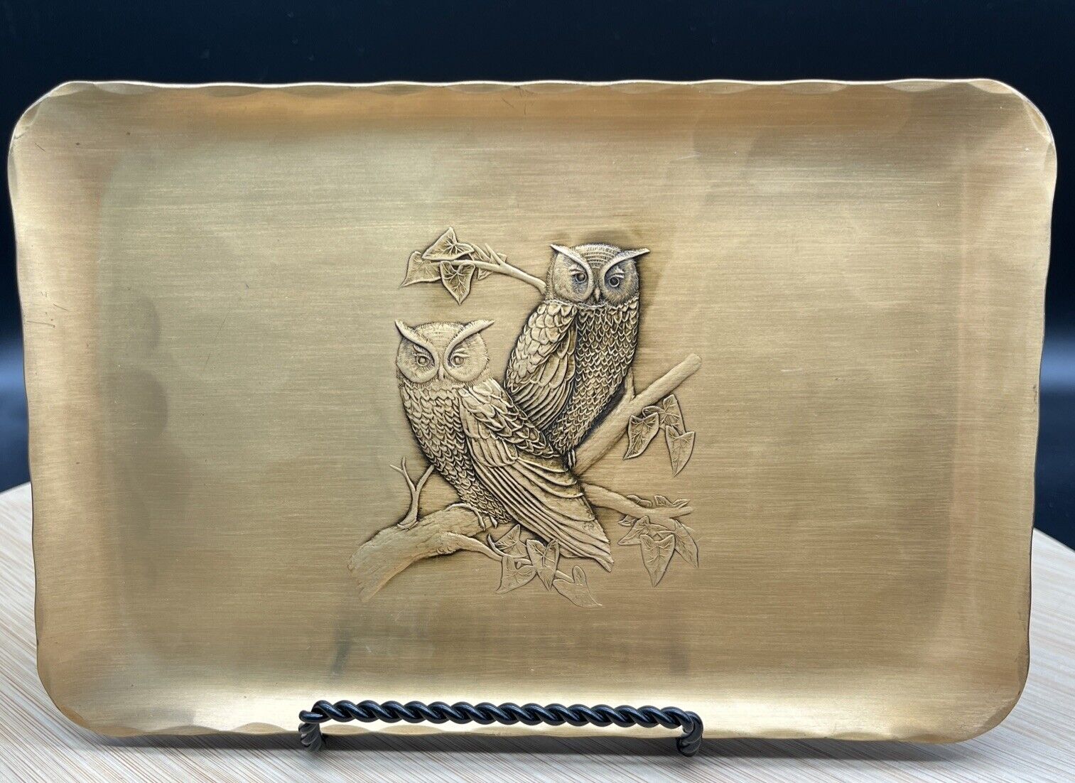 Vintage Wendell August Forged Bronze Tray W/ Two Owls