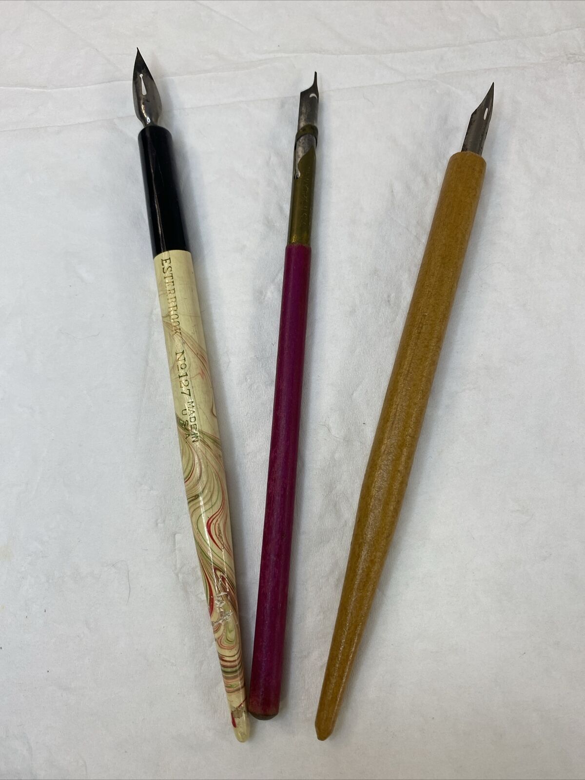 Vintage Quill Nib Dip Pens Pencils Esterbrook 127 Eagle Unbranded Wooden SEE