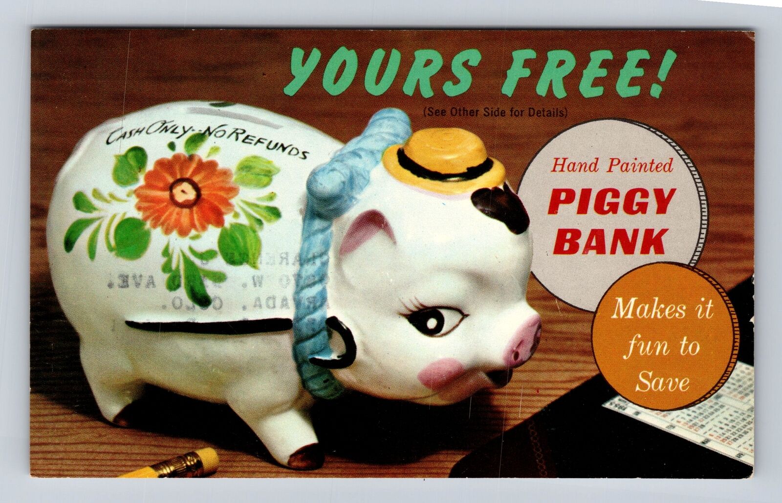 Denver CO-Colorado, Montgomery Ward Piggy Bank Advertisement Vintage Postcard