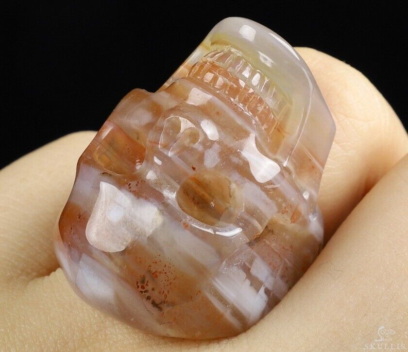Ring Inside Diameter8(18 mm) Agate Carved Crystal Skull Ring, Crystal Healing