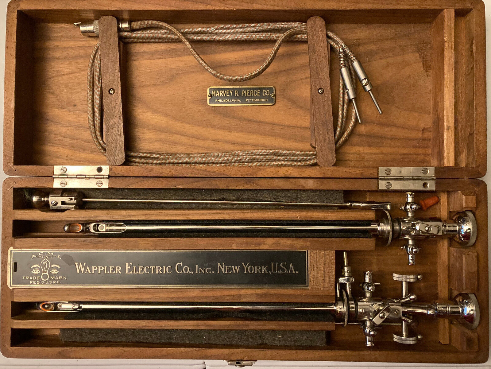 Vintage Brown-Buerger Cystoscope Original Wood Case Wappler Electric Co.New York