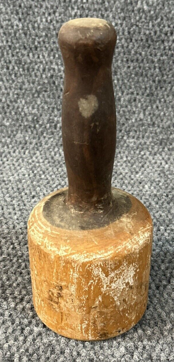 Vintage Wooden Mallet Tool Woodworking 10 Club Hammer Heavy Dark Handle
