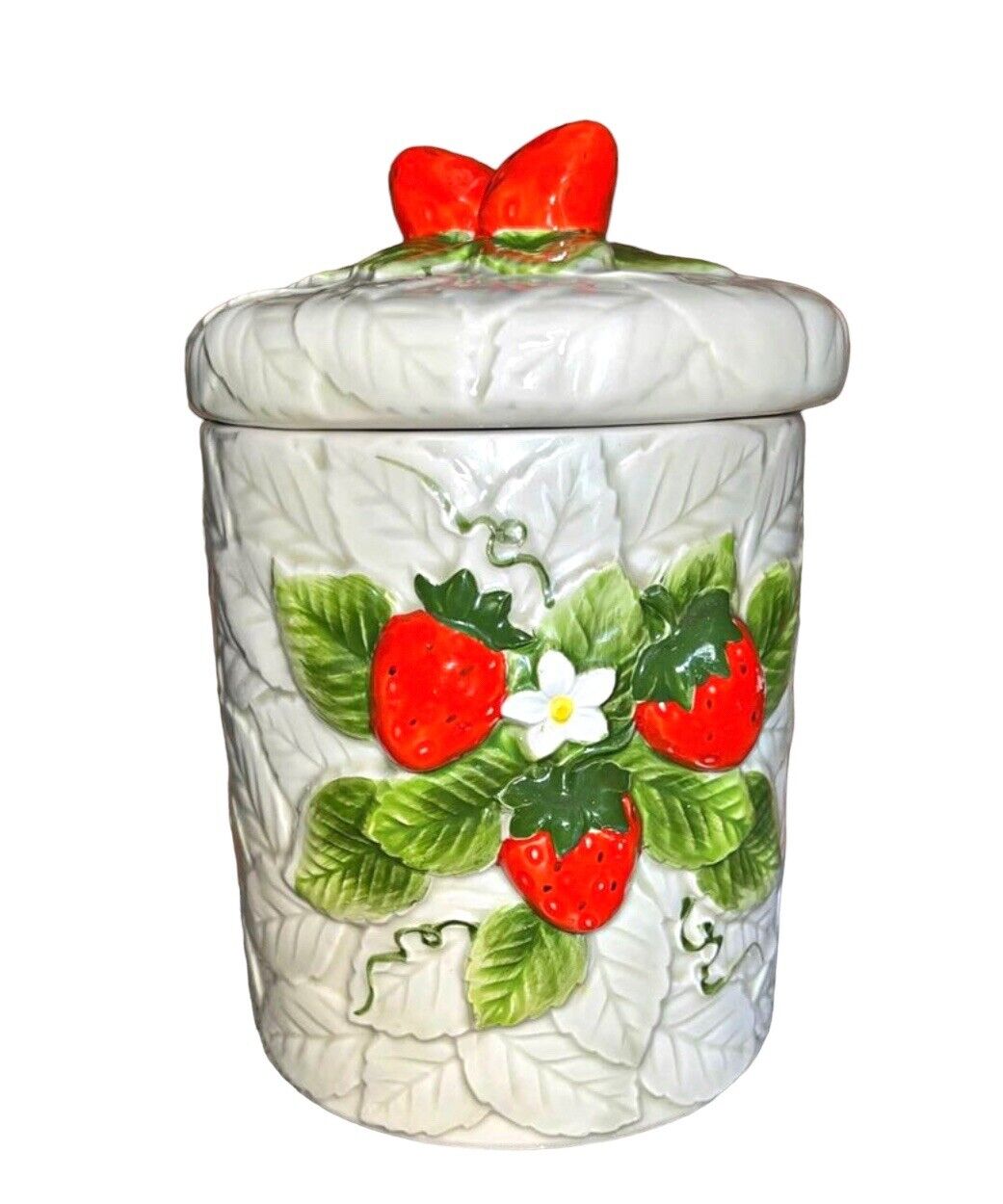 Vintage 1981 Sears and Roebuck Strawberry Sugar Canister Cookie Jar Canister MCM
