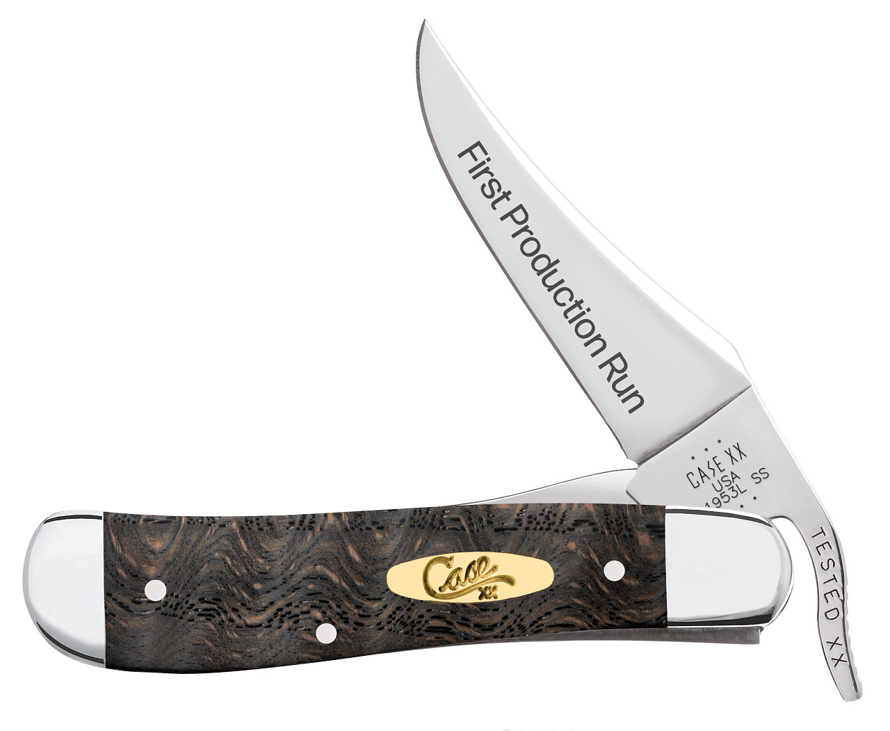 Case XX Knives First Run Russlock Black Oak 94002 Stainless 1/250 Pocket Knife