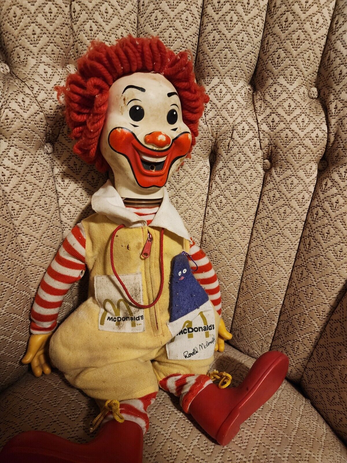 Vintage 1978 Ronald McDonald Blow Doll W/Grimace Pocket - 
