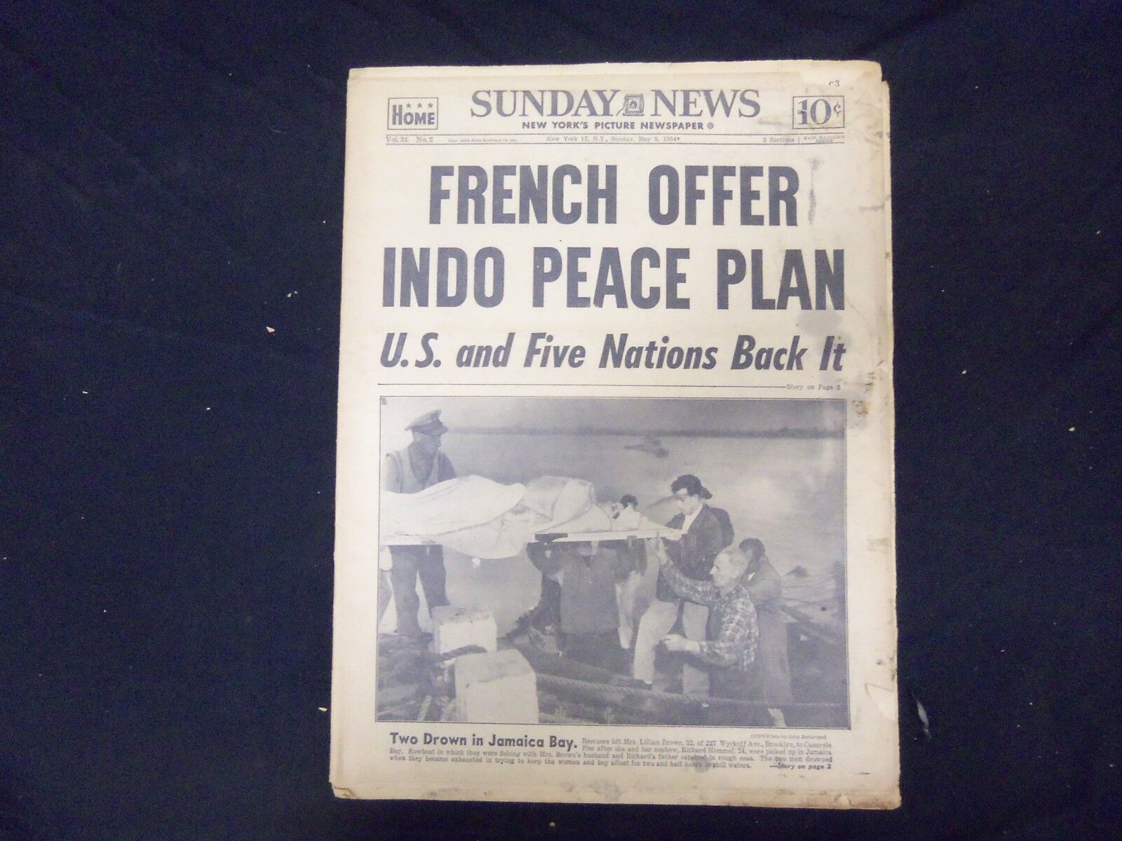 1954 MAY 9 NEW YORK DAILY NEWS - FRENCH OFFER INDO PEACE PLAN - NP 2102