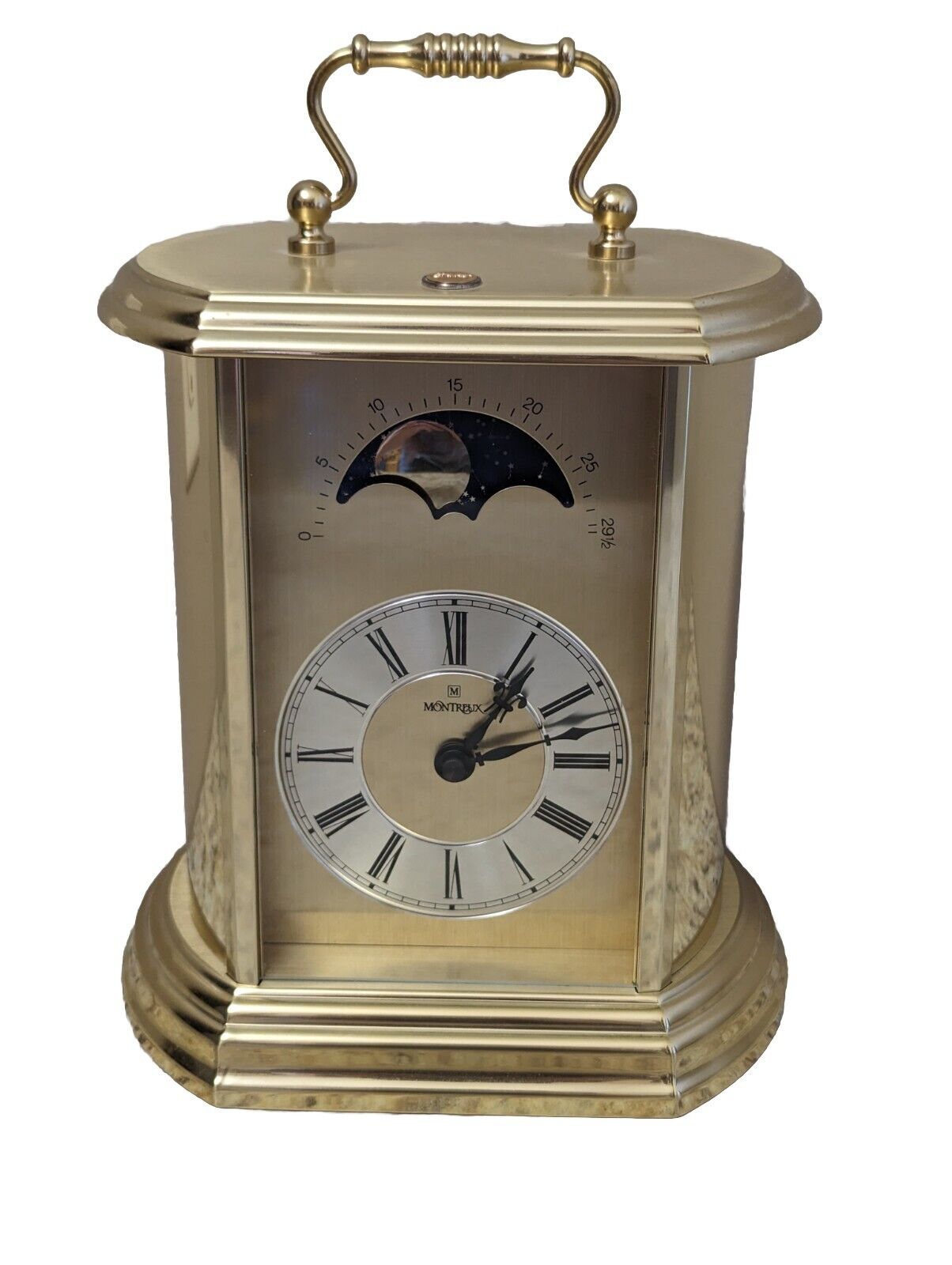 Vintage Carriage Clock Mantel Clock Desk Clock Montreux Moon Phase Germany 🕰