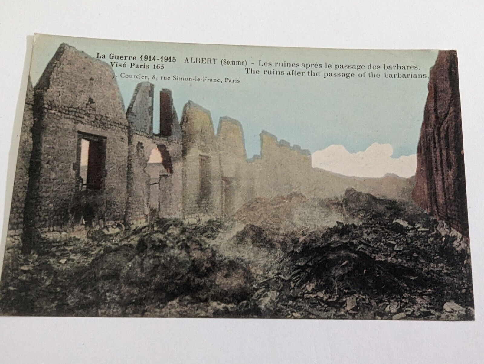 Vintage Postcard La Guerre 1914-1915 Vise Paris France Bomb War Ruins