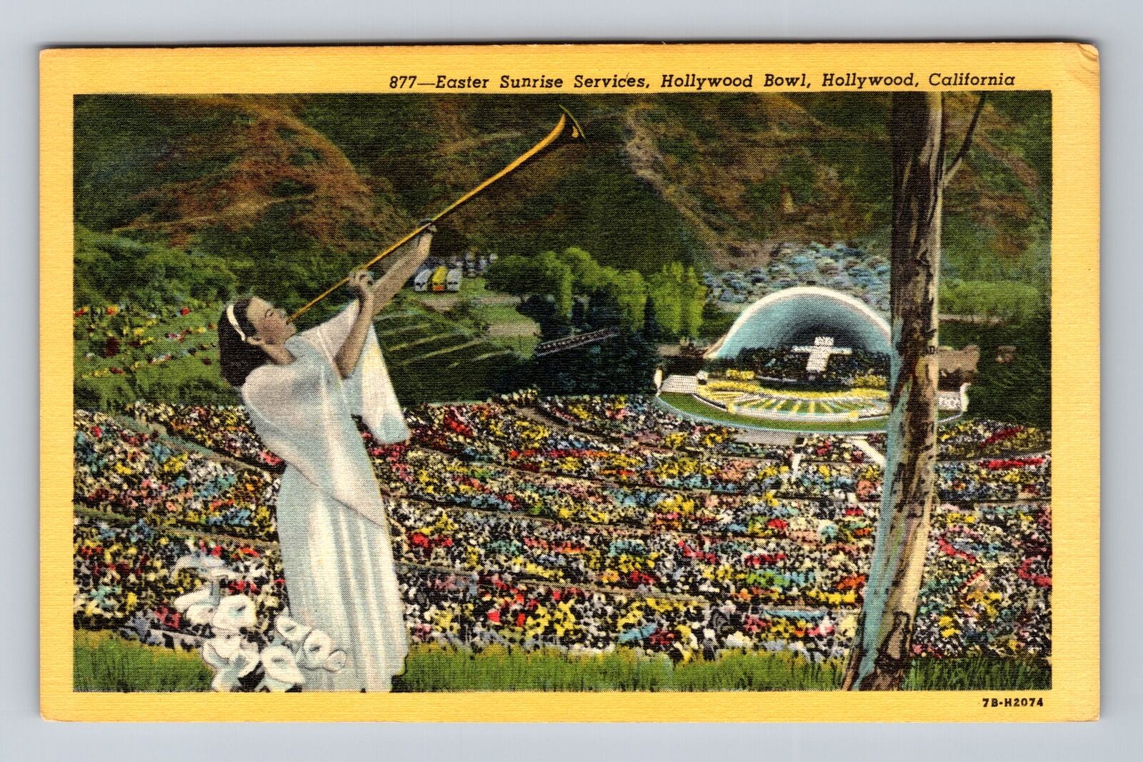 Hollywood CA-California, Hollywood Bowl Easter Sunrise Services Vintage Postcard