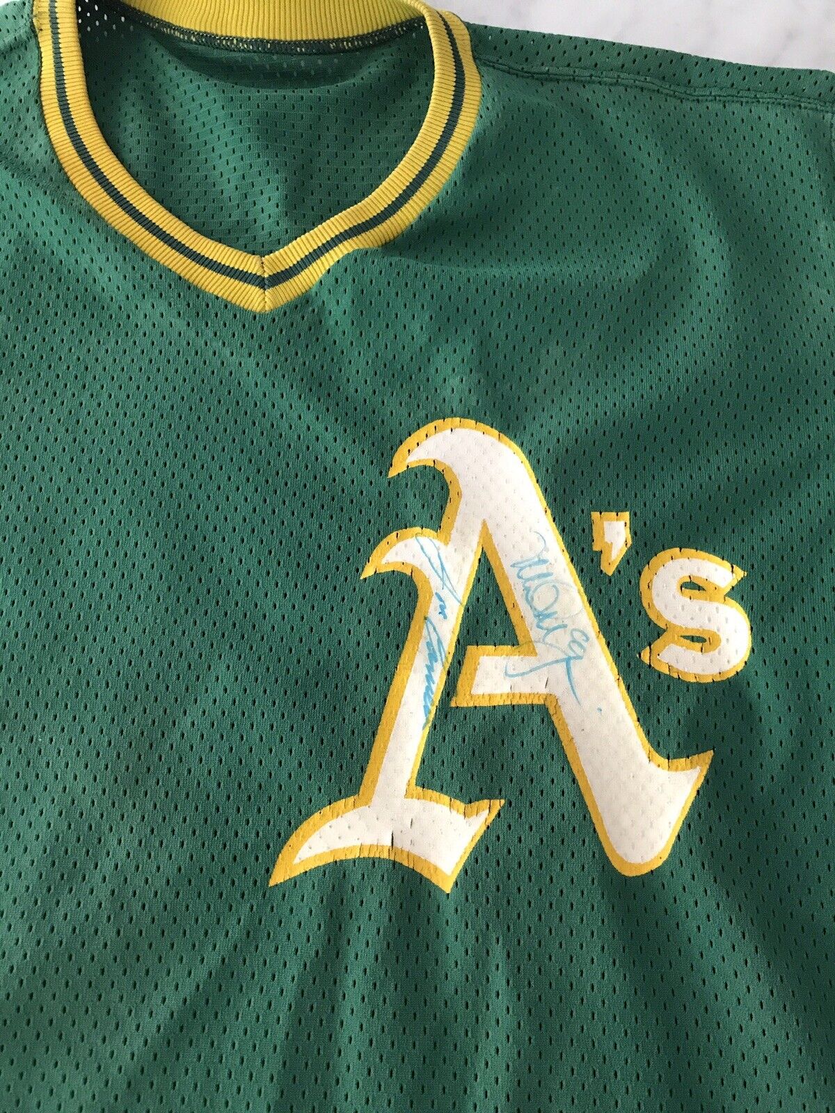 MARK MCGWIRE JOSE CANSECO ROLLIE FINGERS AUTOGRAPH SIGNED ATHLETICS JERSEY JSA