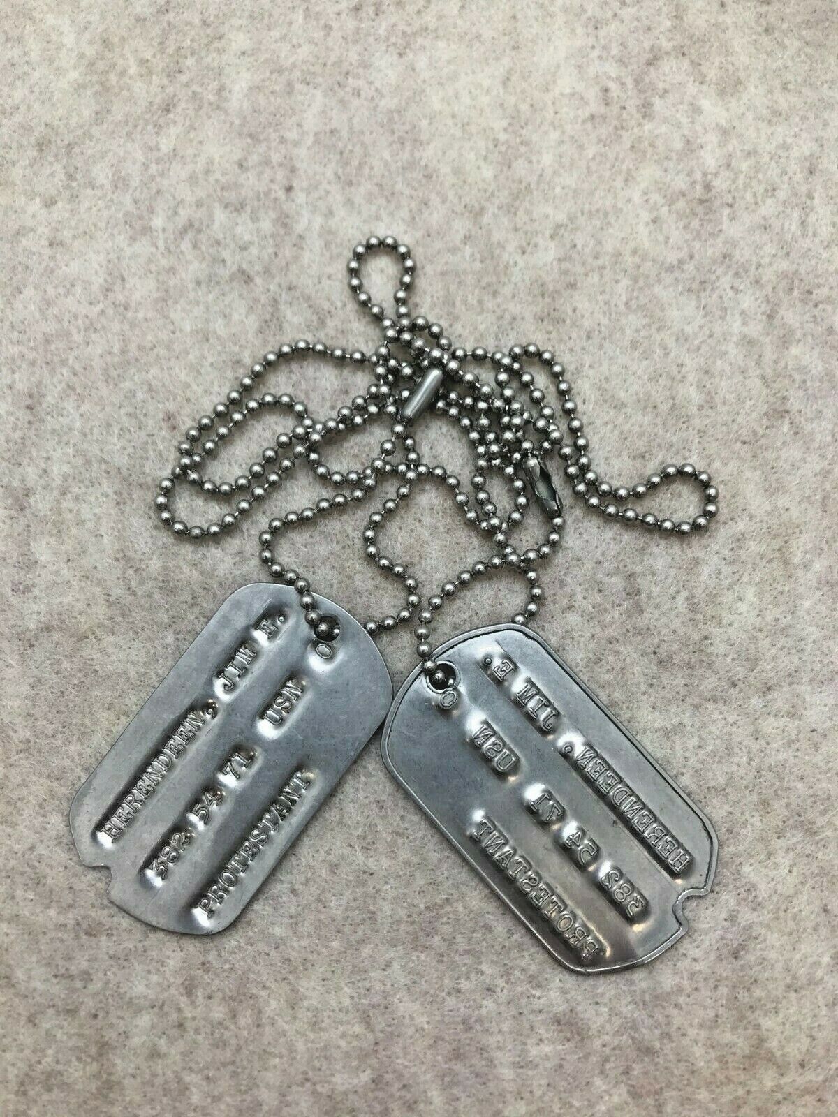 RARE KOREAN WAR SOLDIER DOG TAGS / TAGS - ID TO SOLDIER HERENDEEN (PROTESTANT) 