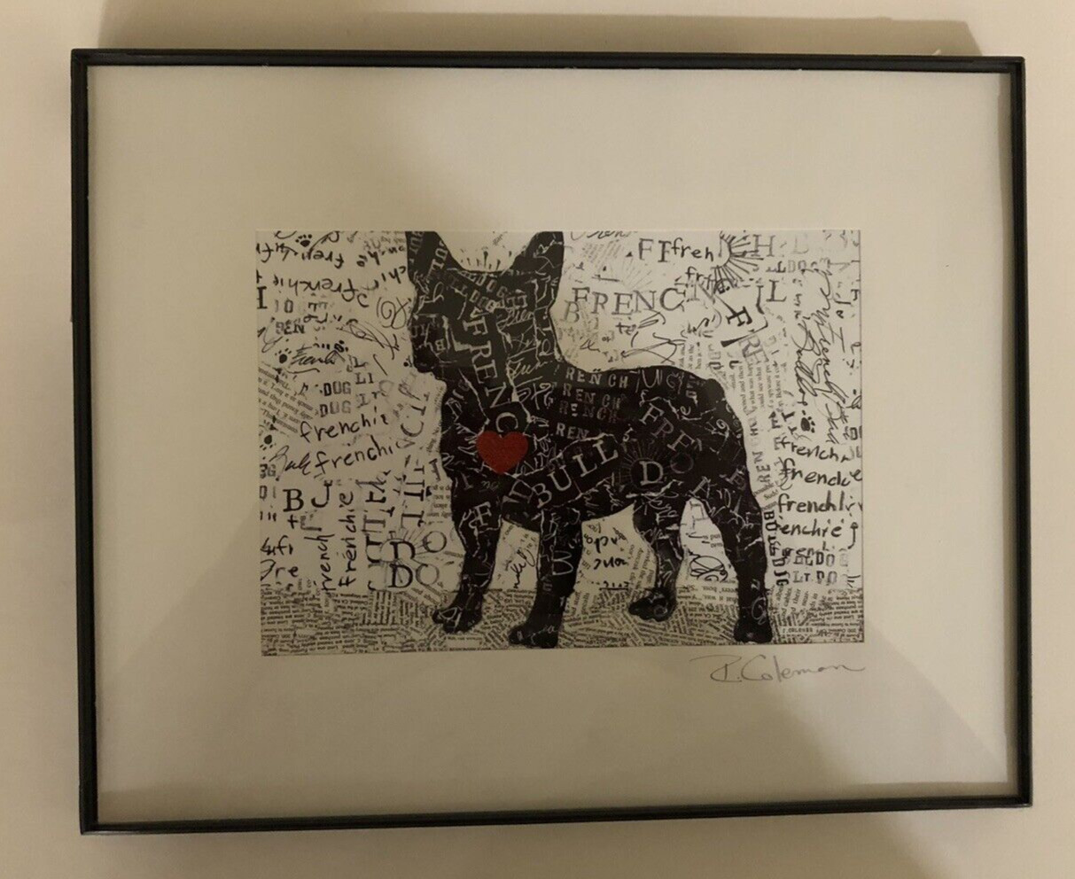 French Bulldog Silhouette Matted 8 x 10 Frame Signed by Rhonda Coleman Frenchie