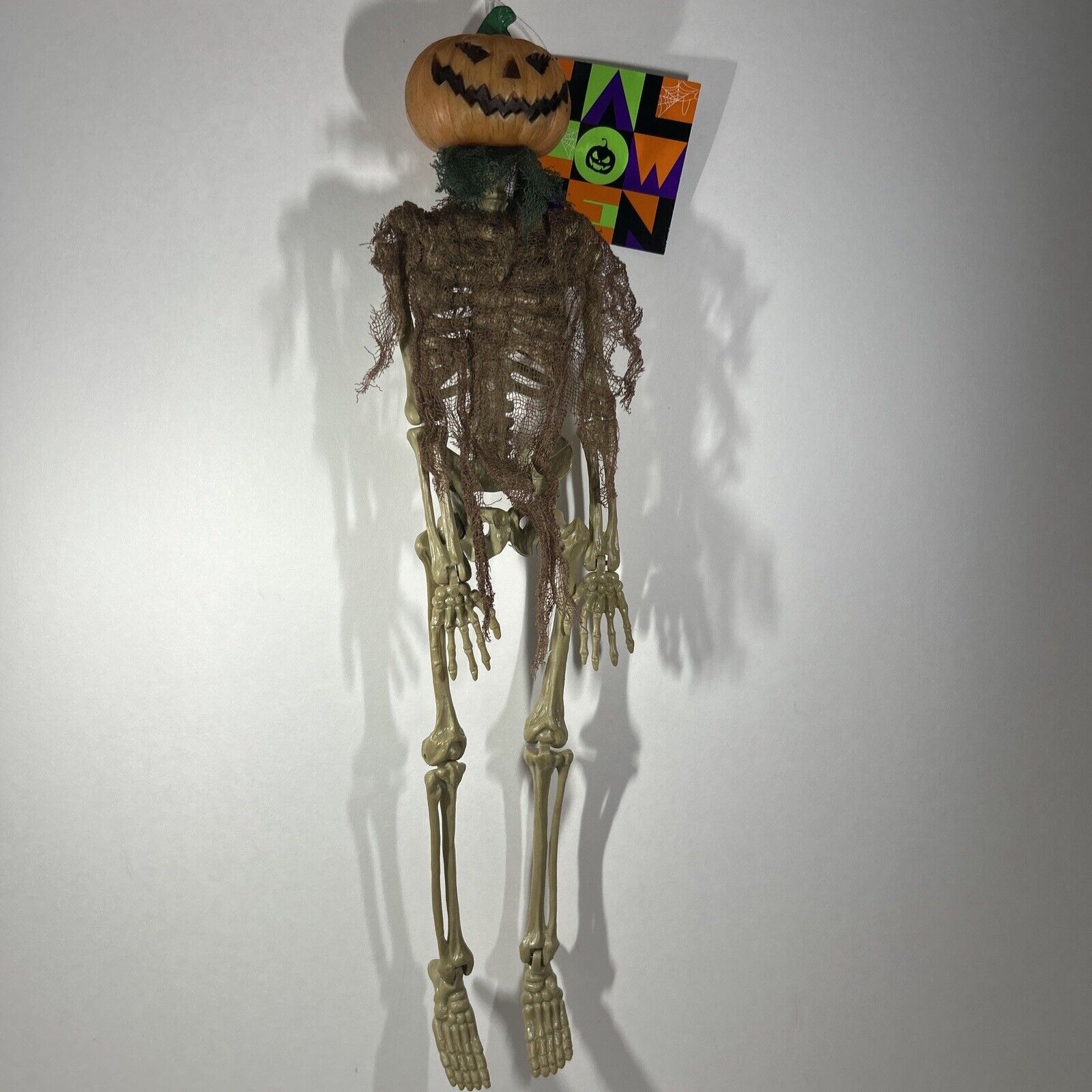 Halloween pumpkin jack-o\'-lantern Head skeleton hanging scary prop Scarecrow 16”