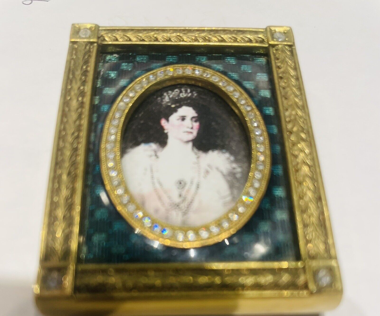 Faberge Collection  Green Enamel Miniature  Picture Frame Modern