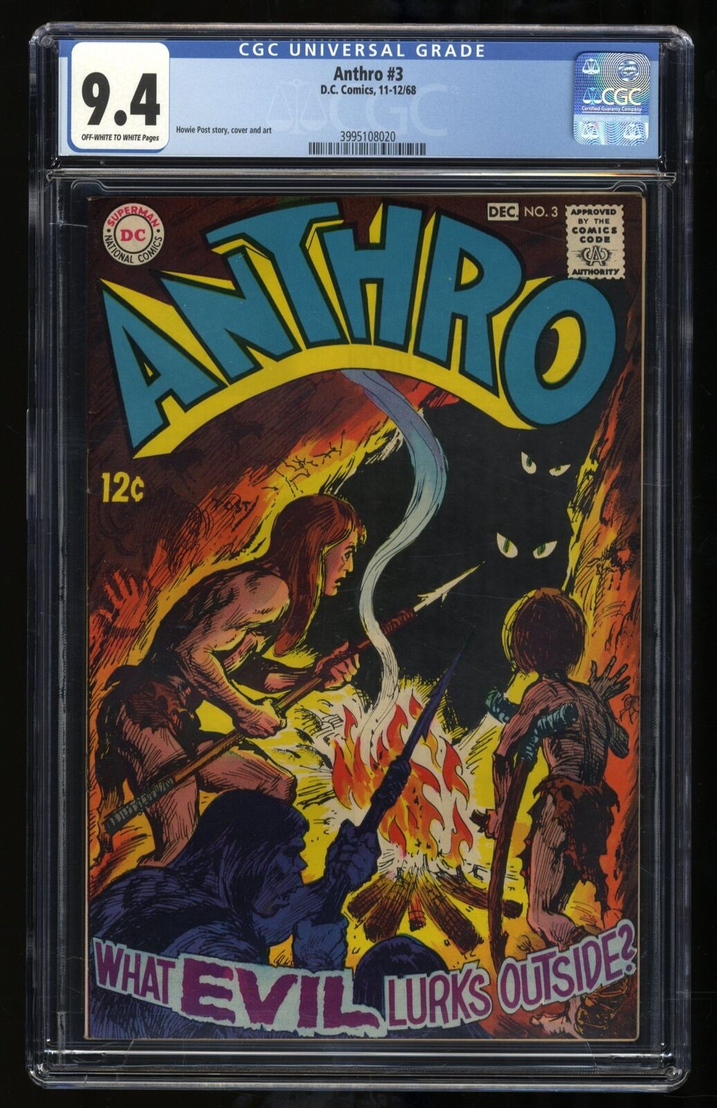 Anthro #3 CGC NM 9.4 Off White to White DC Comics 1968