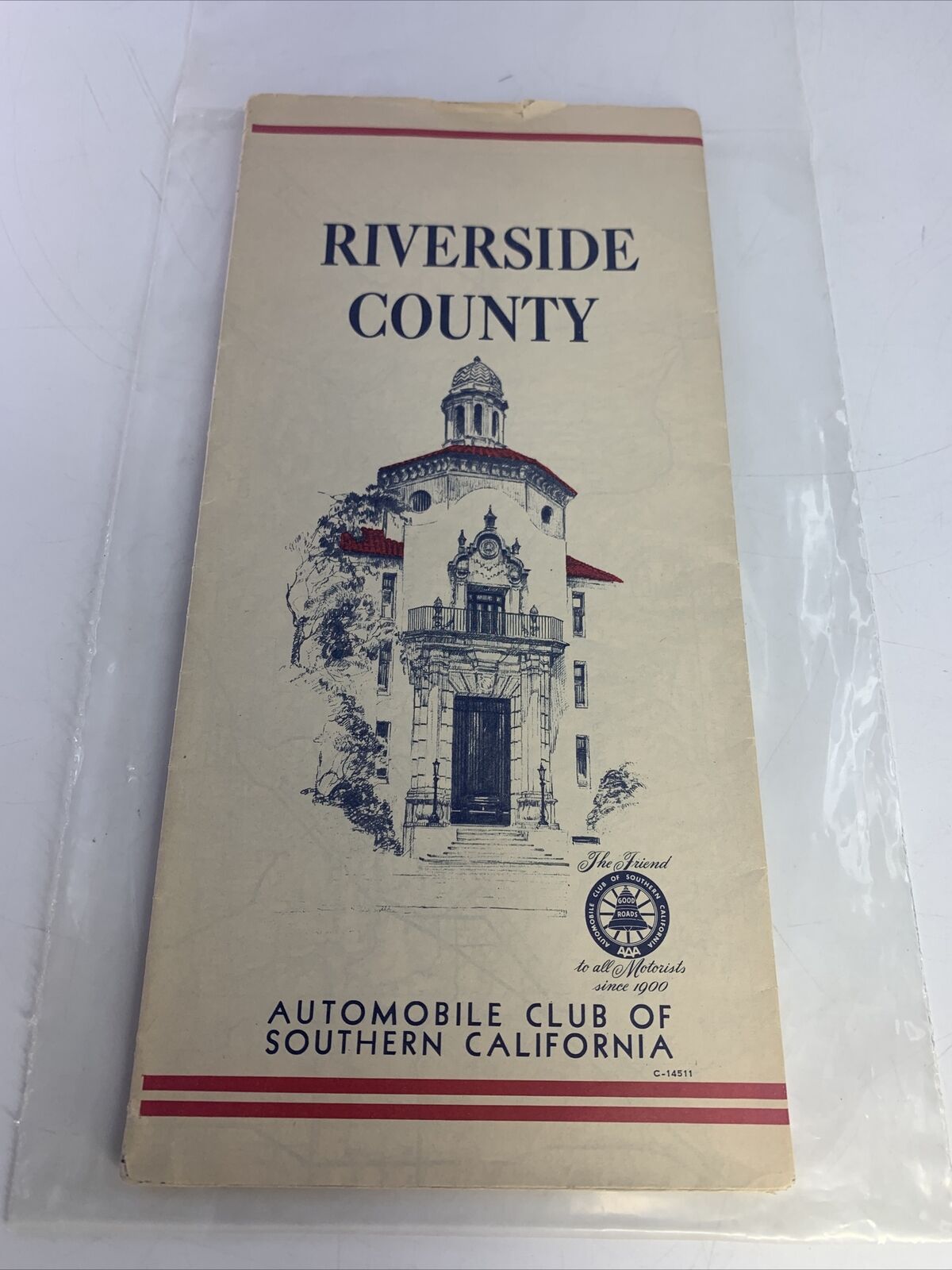 1950’s Map Of Riverside County Automobile Club of Southern California Map