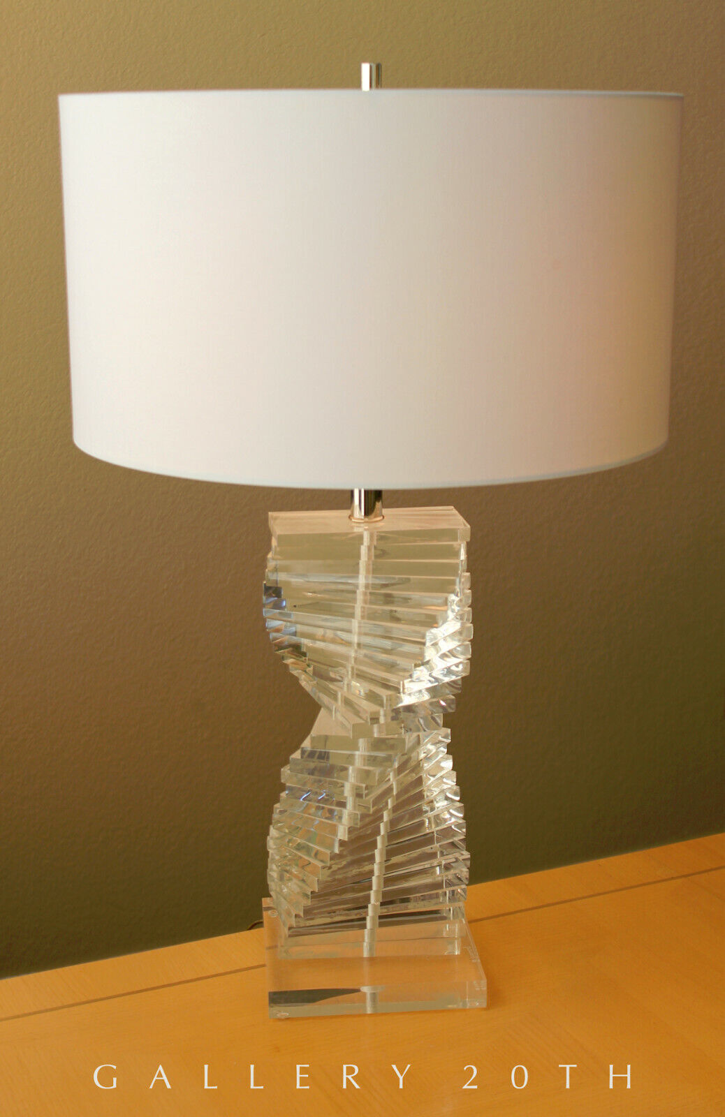 EPIC STACKED ITALIAN LUCITE TABLE LAMP KARL SPRINGER STYLE 60S 70S MID CENTURY