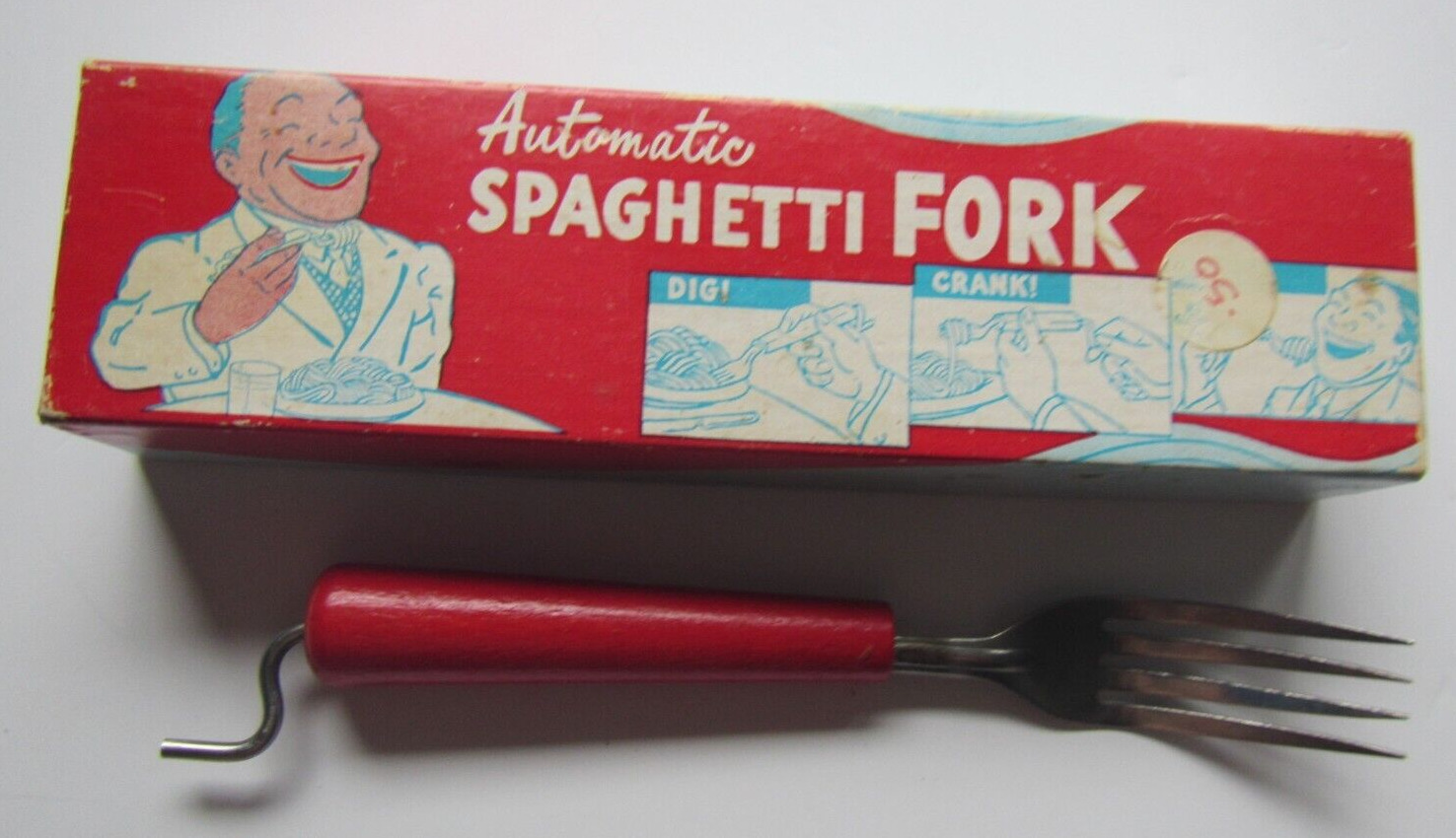 Vintage Automatic Spaghetti Fork #645 1952 H. Fishlove & co. Chicago USA in box