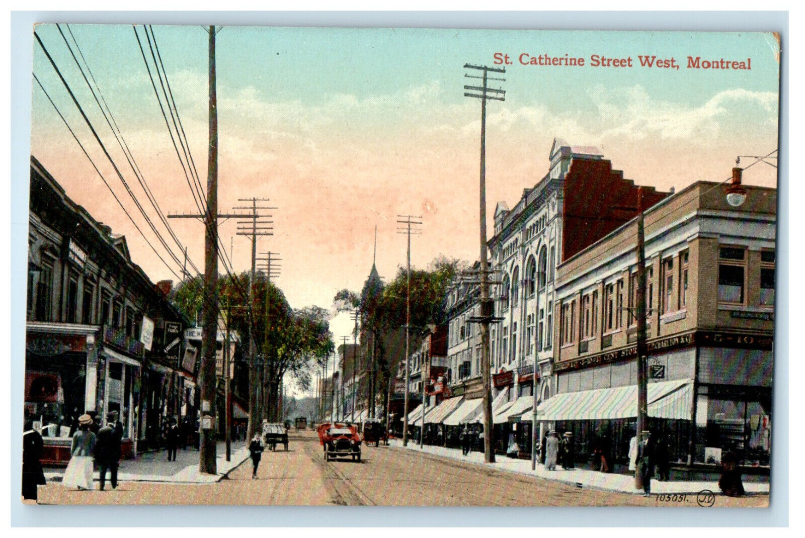 c1910 Business Section St Catherine Street West Montreal Ontario Canada Postcard