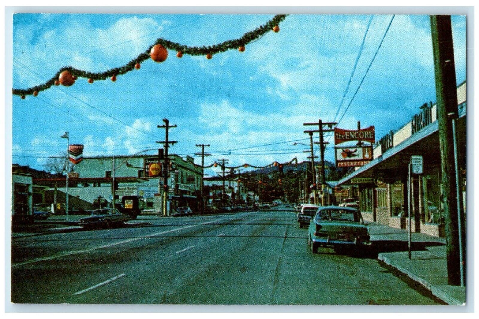c1950s Main Street The Encore Restaurant Shell Cloverdale California CA Postcard