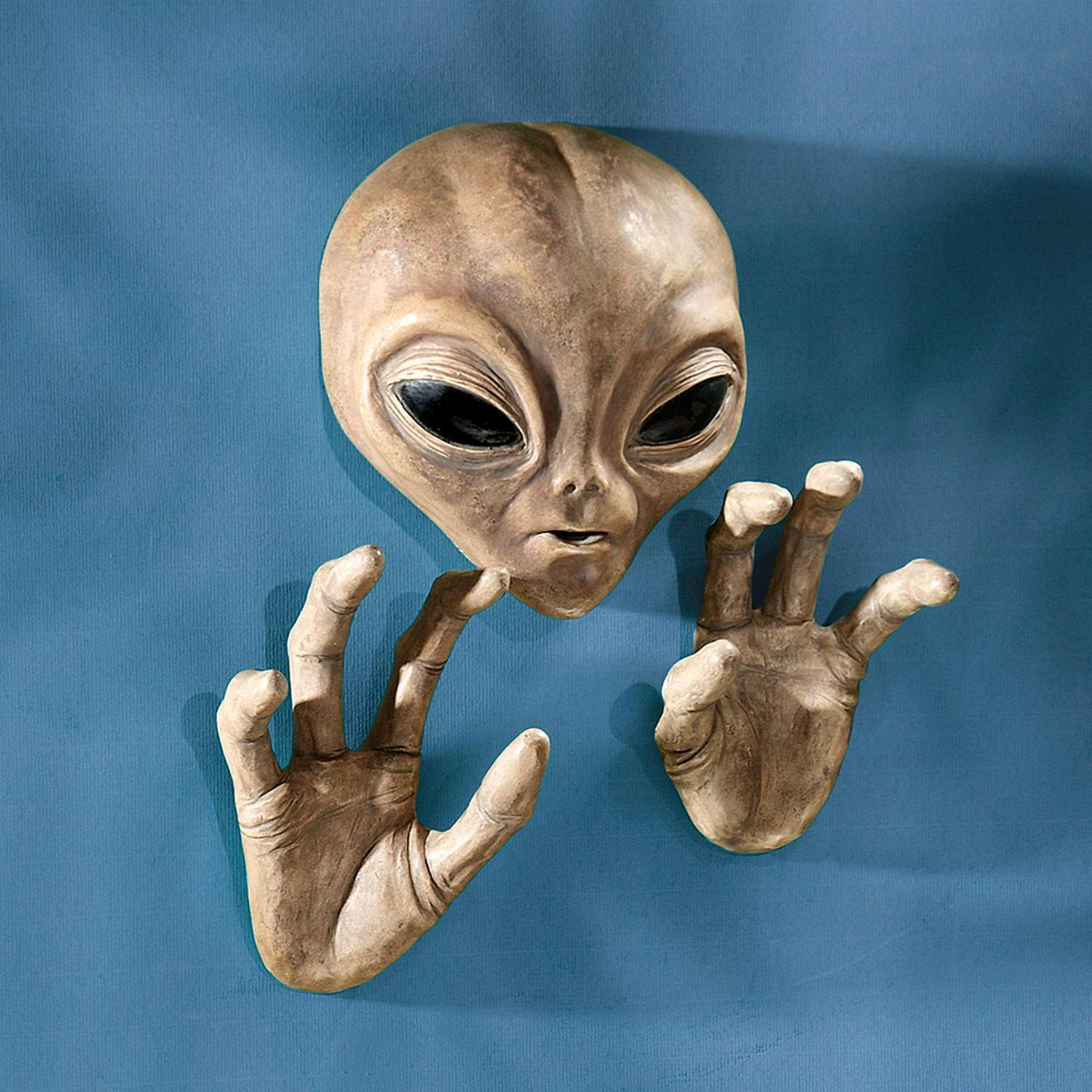 3-Pc Alien ET Wall Art Sculpture UFO Sci-Fi Creature Realistic 3-D Head & Hands