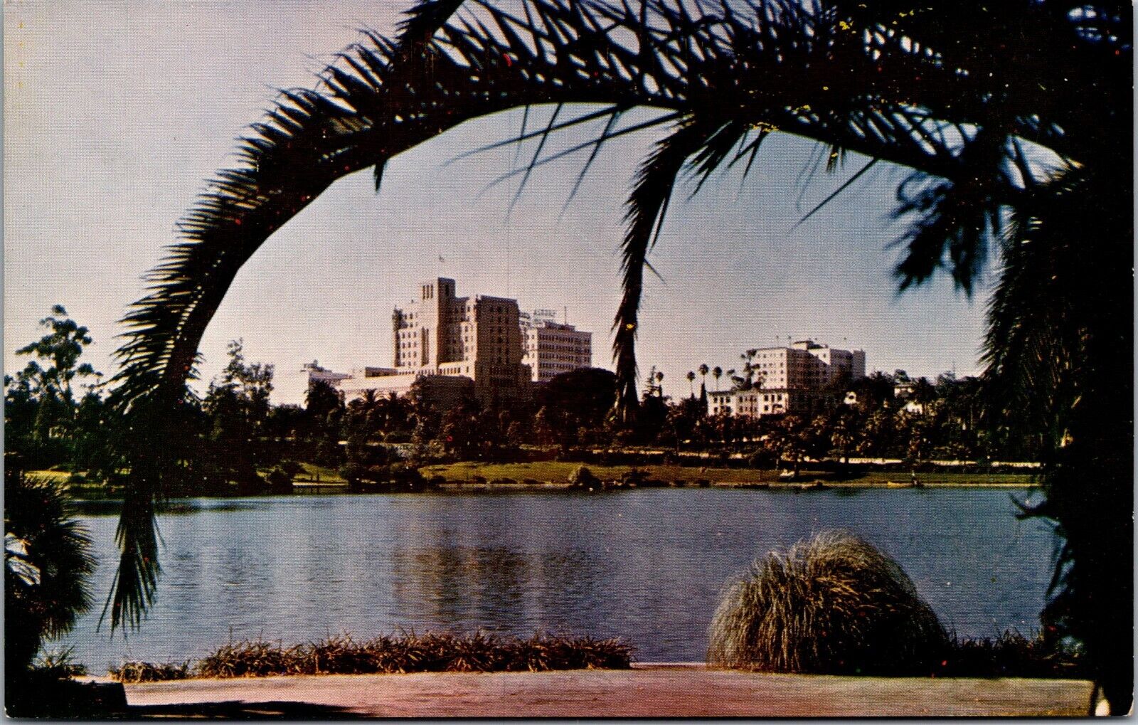 Vtg Los Angeles California CA Westlake Park Downtown Skyline 1950s View Postcard