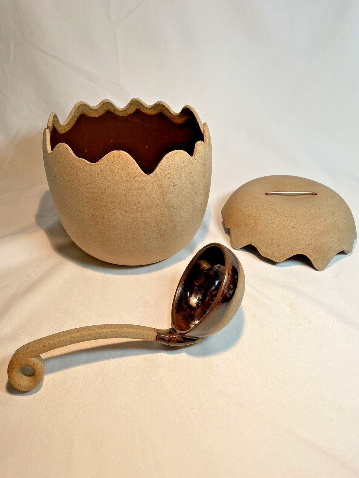 Taylor & Ng Easter Egg-Shaped Tureen Lid & Ladle Ceramic MCM 1971 VTG Used