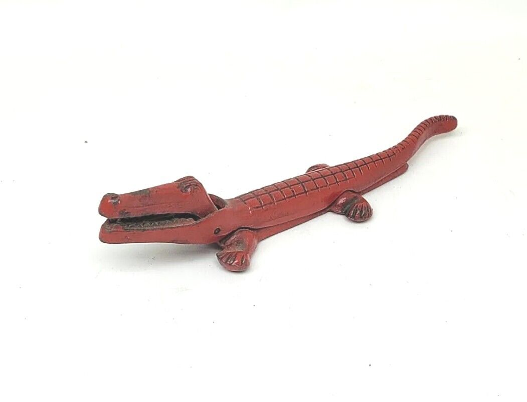 Antique Cast Iron Nutcracker Red Alligator / Crocodile Original Paint ☆Cool☆