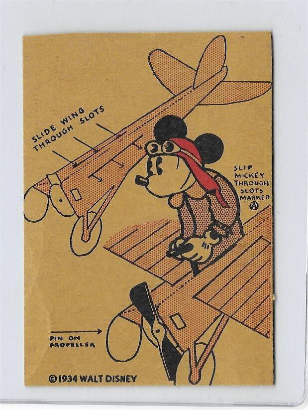1934 MICKEY MOUSE POST TOASTIES AIRPLANE INSTRUCTION CARD - RARE