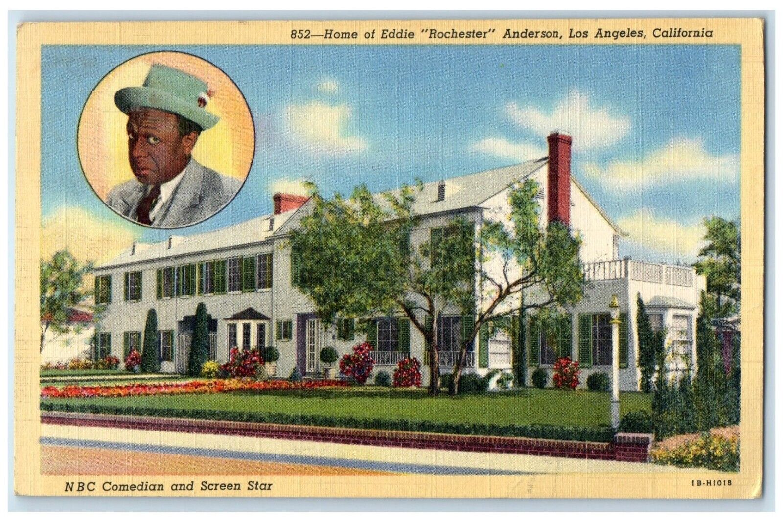1943 Home Of Eddie Rochester Anderson Los Angeles California CA Vintage Postcard