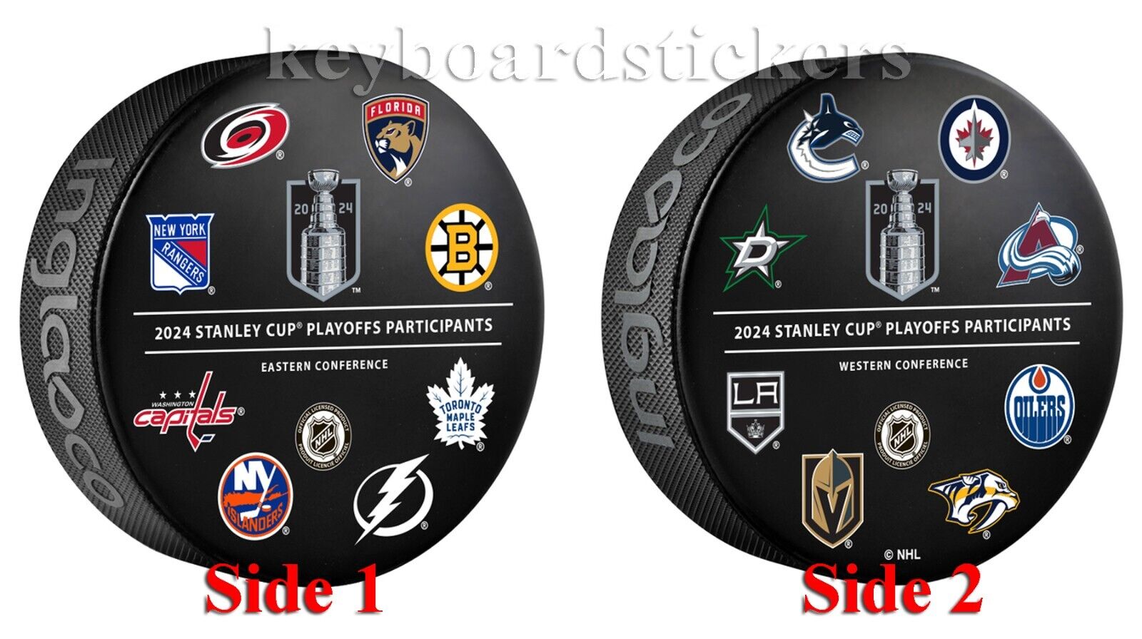 2024 NHL Stanley Cup Playoffs 16 Team Participants Hockey Puck 1st First Round