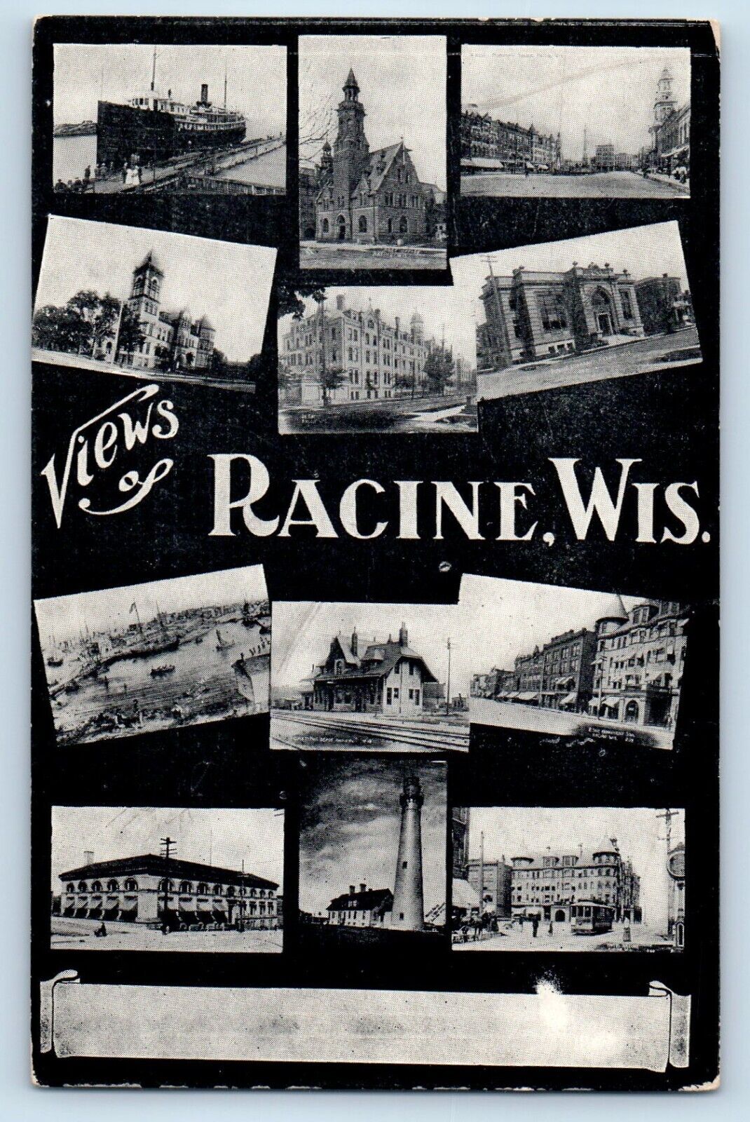 Racine Wisconsin Postcard Views Multiview Exterior View Buildings c1905 Vintage