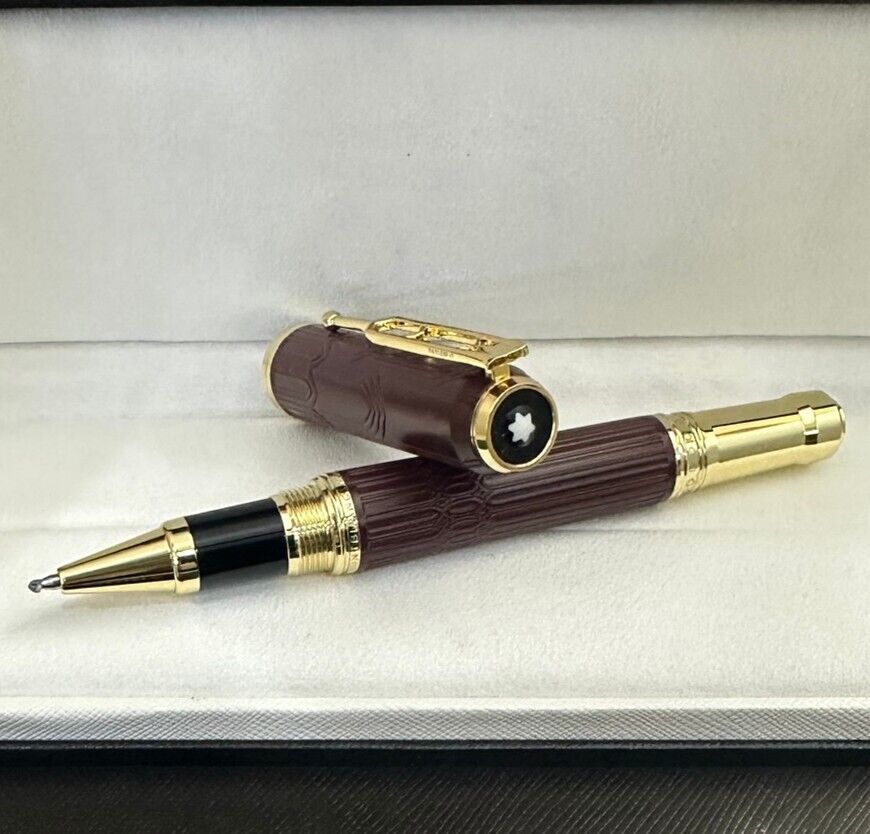 Luxury Great Writers Hugo Series Wine Red+Gold Color Rollerball Pen No Box