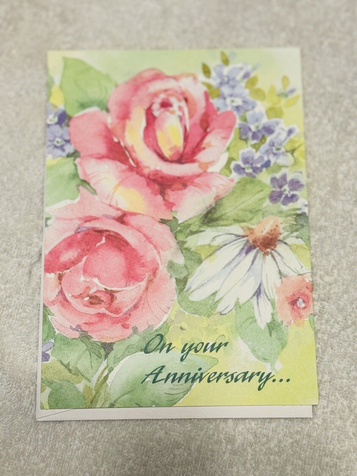 Vintage 1999 Unused Floral Anniversary Card Made In USA