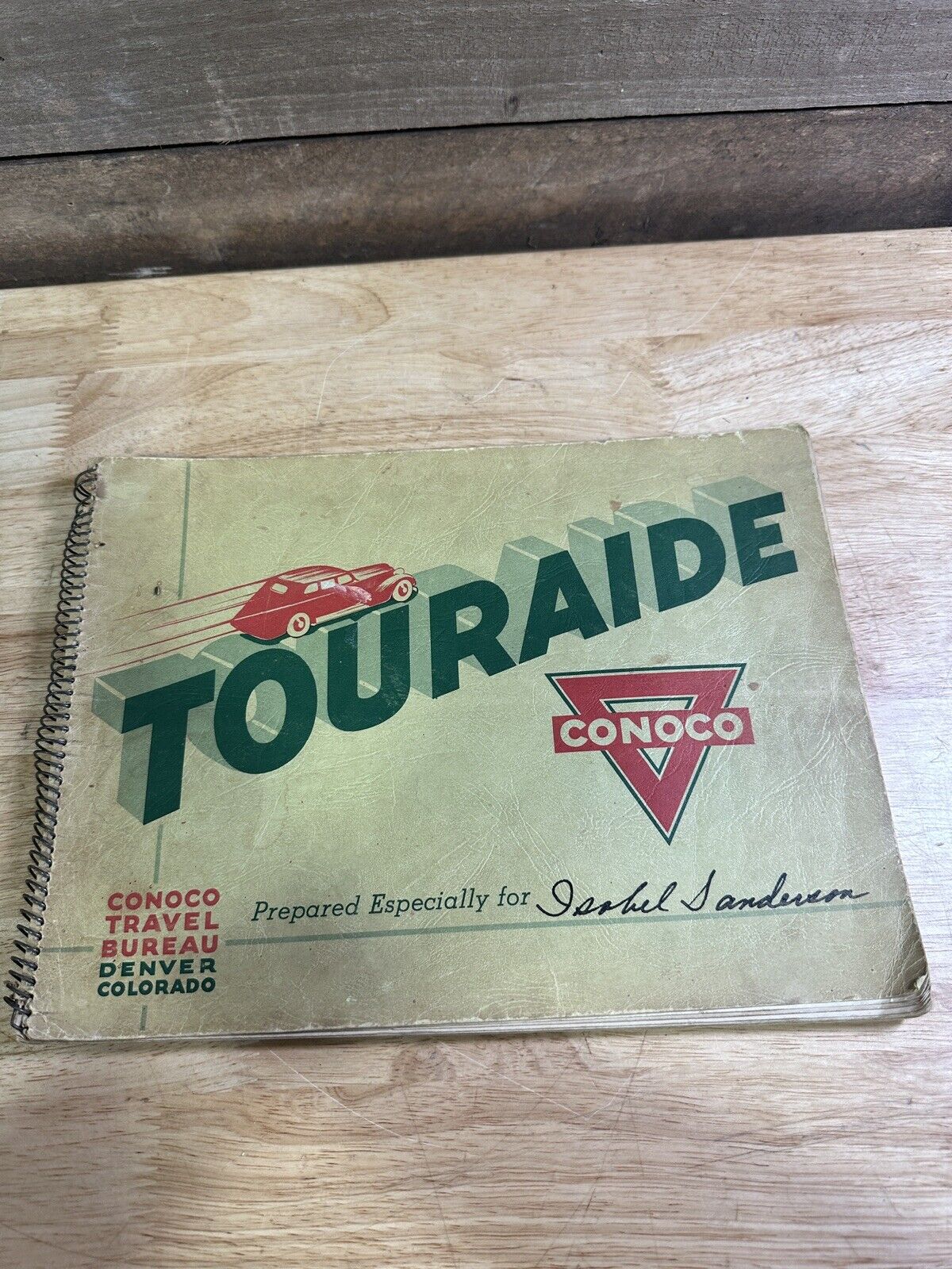 Vintage 1937 Conoco Touraide Travel Bureau Paper Back Aid 