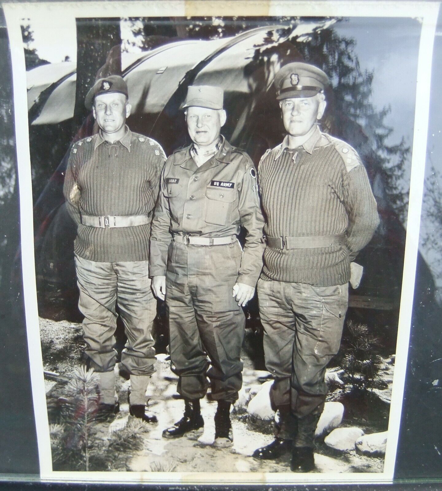 Two 1954 US Army Original Korean War Photos Brig Gen Mason Lucas & Troop Review
