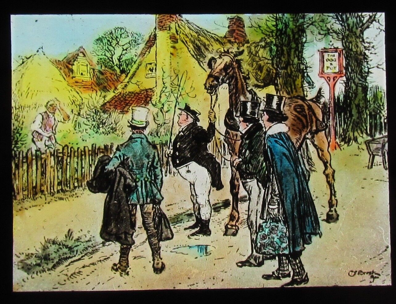 Glass Magic Lantern Slide  HOW FAR IS IT TO DINGLEY BELL C1927 CHARLES DICKENS