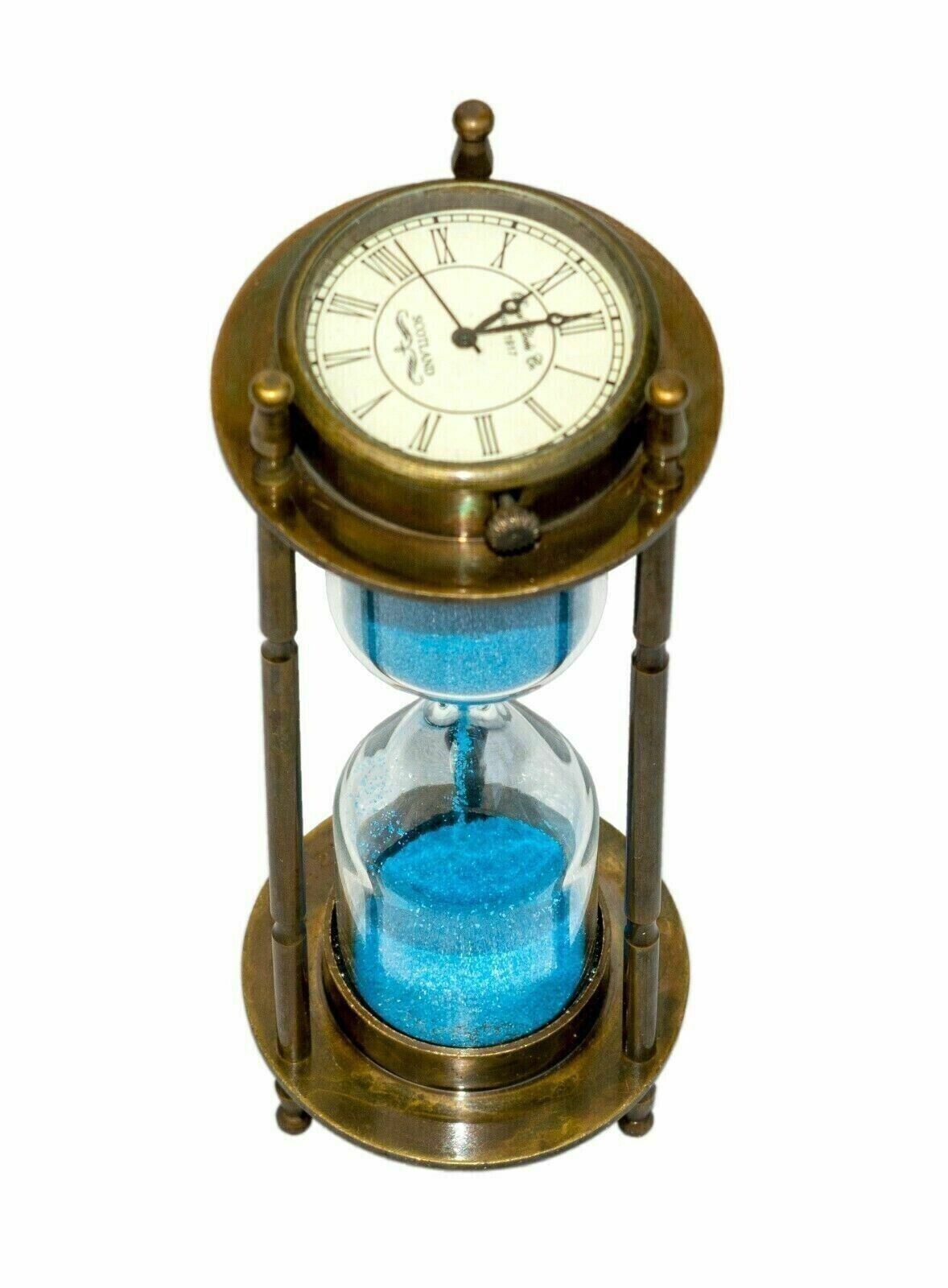 Antique Vintage Maritime Brass 5 Minute Sand Timer Nautical Hourglass Art Decor