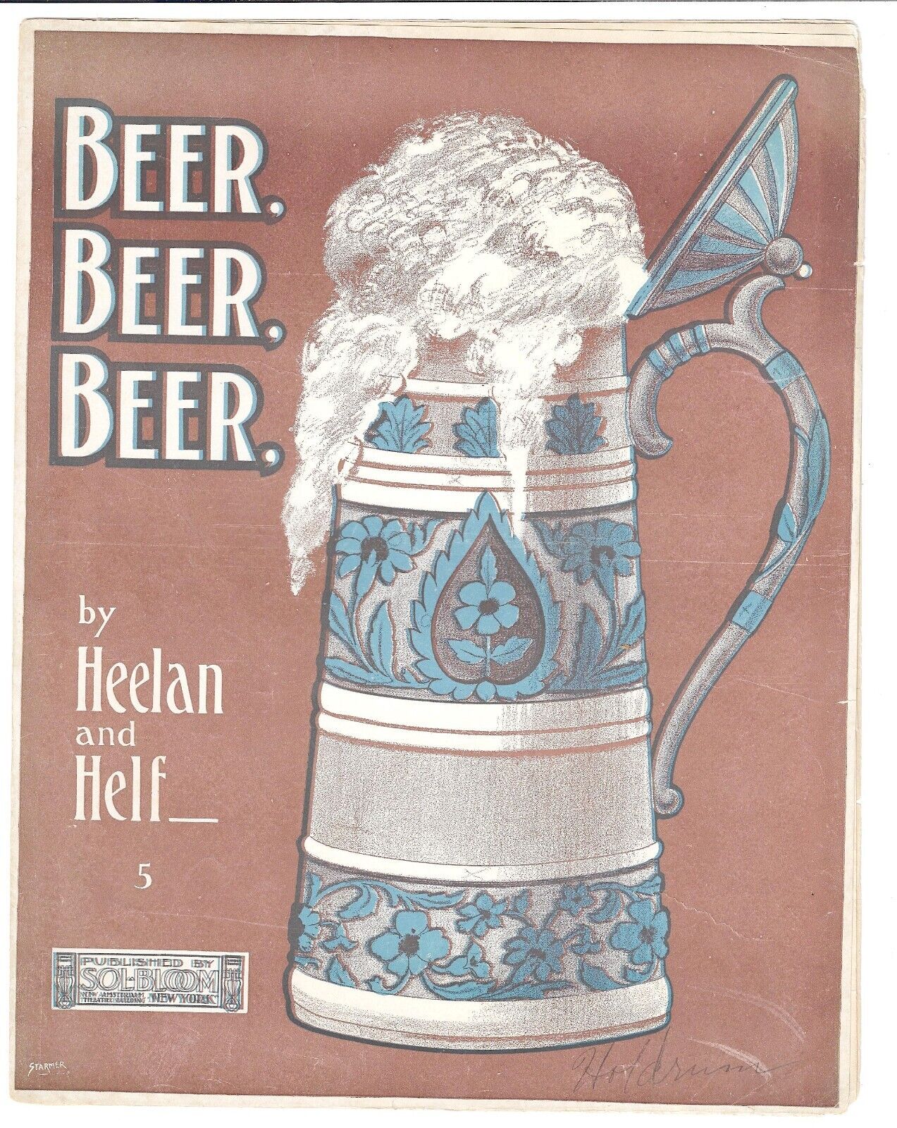 1904 Antique BREWERIANA Sheet Music BEER, BEER, BEER / Heelan & Helf