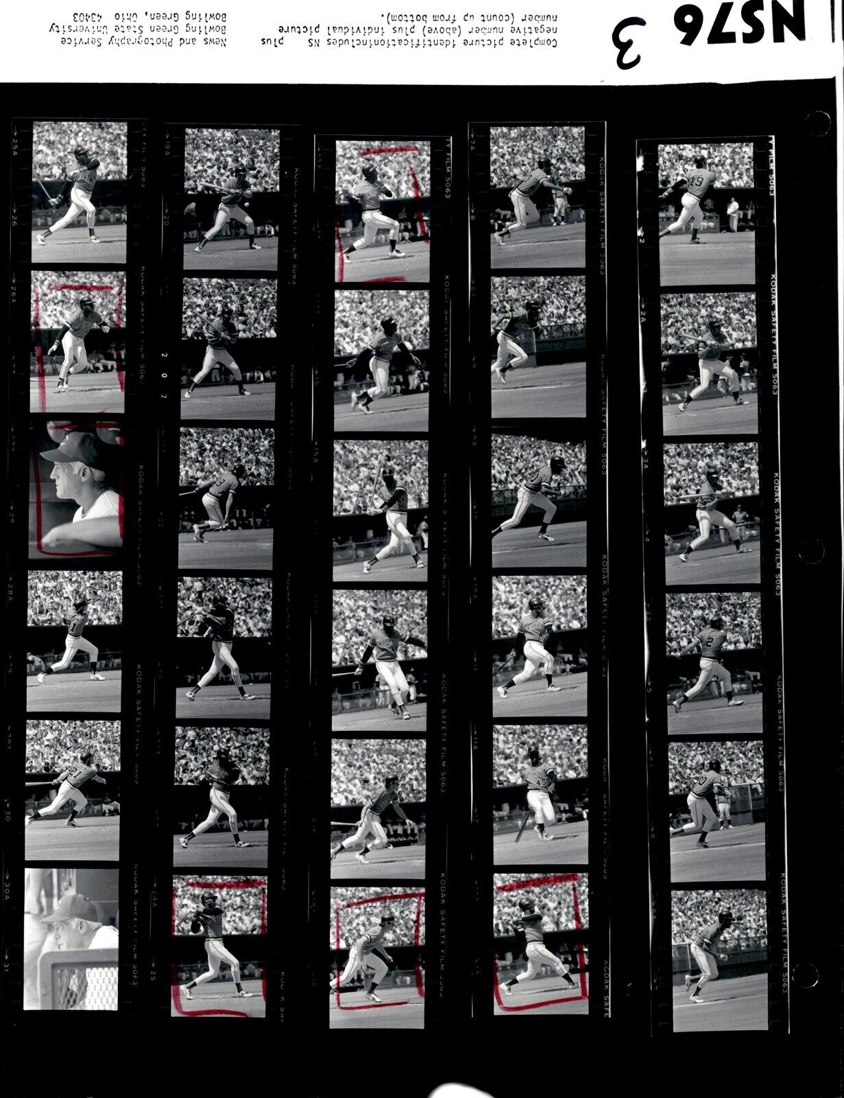 LD362 1977 Original Contact Sheet Photo CINCINNATI REDS SAN FRANCISCO GIANTS