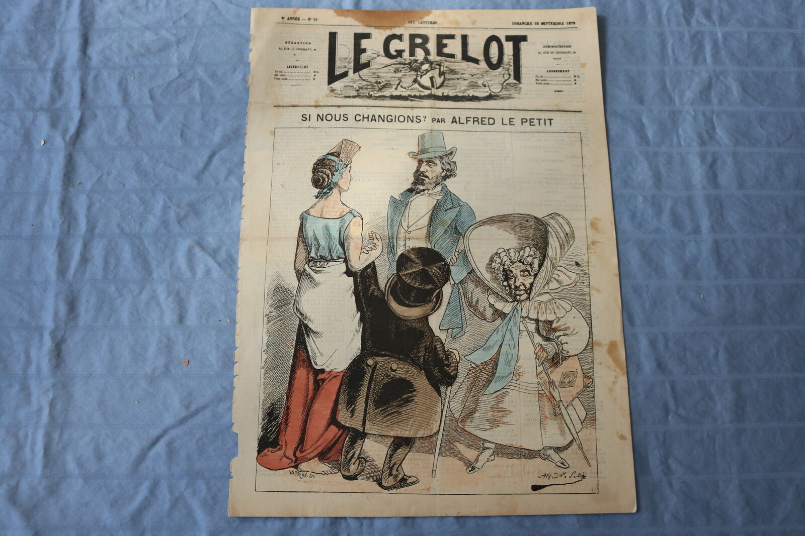 1872 SEPTEMBER 22 LE GRELOT NEWSPAPER - SI NOUS CHANGIONS? - FRENCH - NP 8601