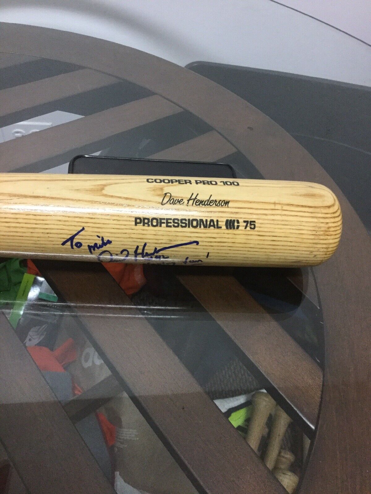 Oakland Athletics A’s Dave Henderson Signed Autographed Game Used Bat